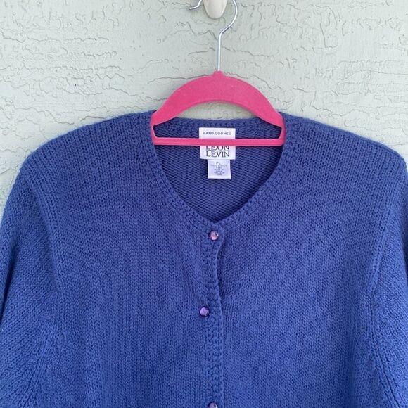 Vintage Leon Levin Blue Cardigan Sz PL - Picture 2 of 13